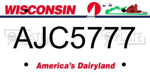 AJC5777 Wisconsin License Plate