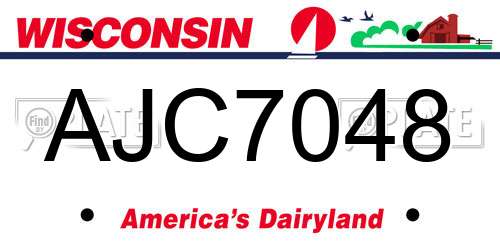 AJC7048 Wisconsin License Plate