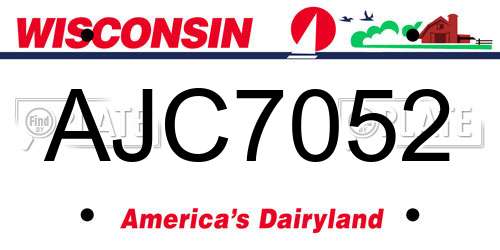 AJC7052 Wisconsin License Plate