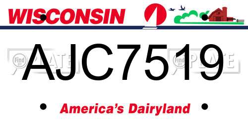 AJC7519 Wisconsin License Plate