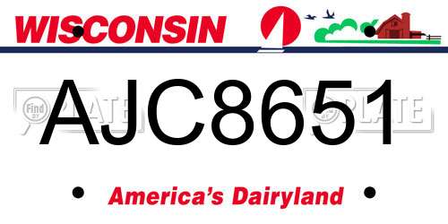 AJC8651 Wisconsin License Plate