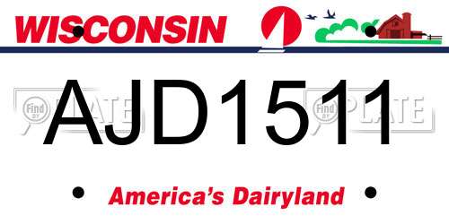 AJD1511 Wisconsin License Plate