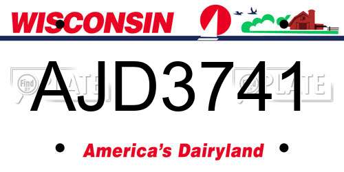 AJD3741 Wisconsin License Plate