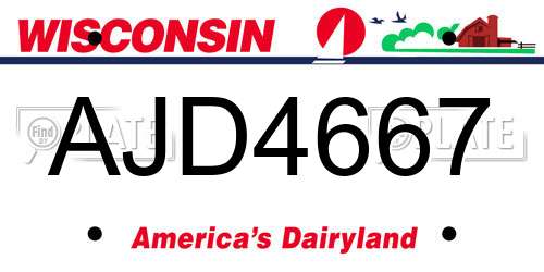 AJD4667 Wisconsin License Plate