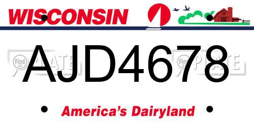 AJD4678 Wisconsin License Plate