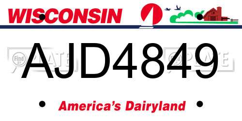 AJD4849 Wisconsin License Plate