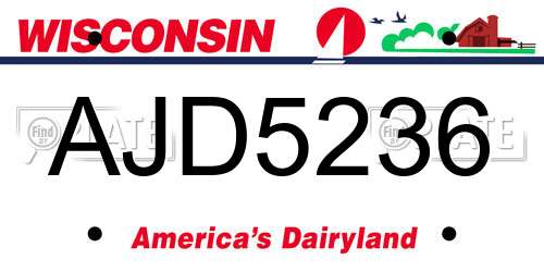 AJD5236 Wisconsin License Plate