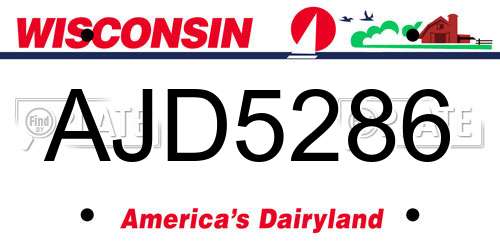 AJD5286 Wisconsin License Plate