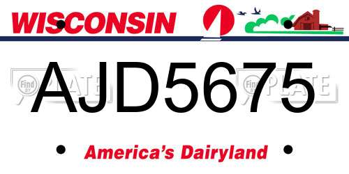 AJD5675 Wisconsin License Plate