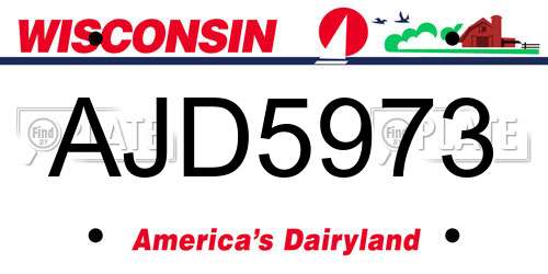 AJD5973 Wisconsin License Plate