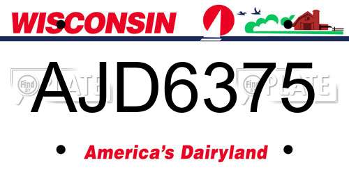 AJD6375 Wisconsin License Plate