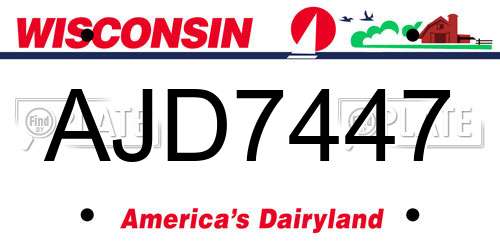 AJD7447 Wisconsin License Plate
