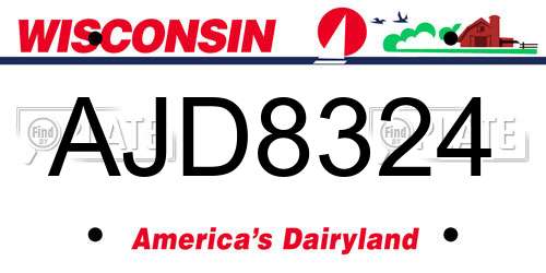 AJD8324 Wisconsin License Plate