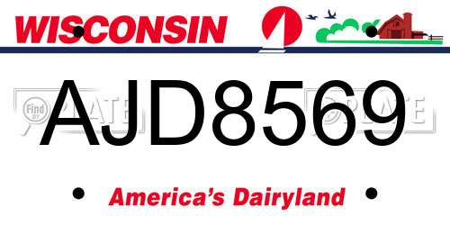 AJD8569 Wisconsin License Plate