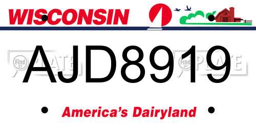 AJD8919 Wisconsin License Plate