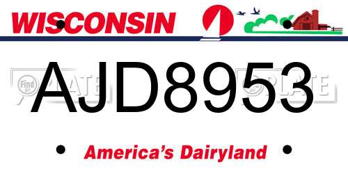 AJD8953 Wisconsin License Plate