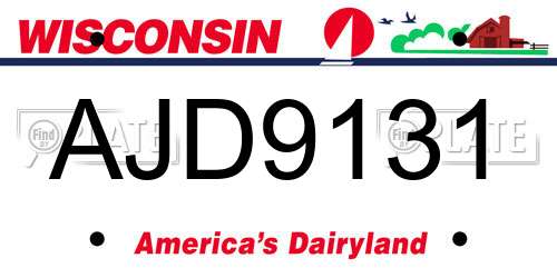 AJD9131 Wisconsin License Plate