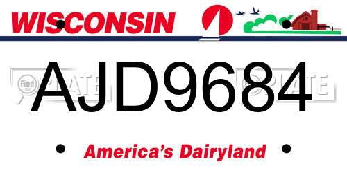 AJD9684 Wisconsin License Plate