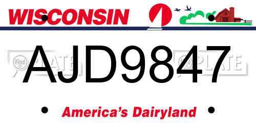 AJD9847 Wisconsin License Plate