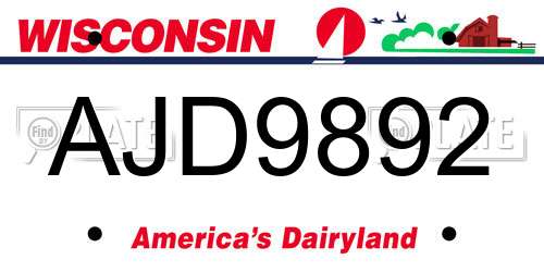 AJD9892 Wisconsin License Plate
