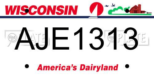 AJE1313 Wisconsin License Plate