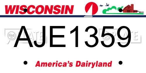 AJE1359 Wisconsin License Plate