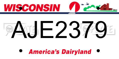 AJE2379 Wisconsin License Plate
