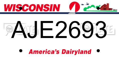 AJE2693 Wisconsin License Plate