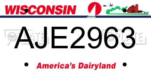 AJE2963 Wisconsin License Plate