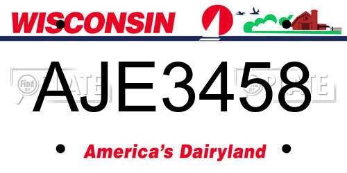 AJE3458 Wisconsin License Plate