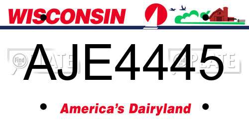 AJE4445 Wisconsin License Plate