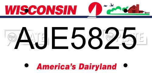 AJE5825 Wisconsin License Plate