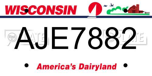 AJE7882 Wisconsin License Plate