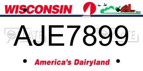 AJE7899 Wisconsin License Plate
