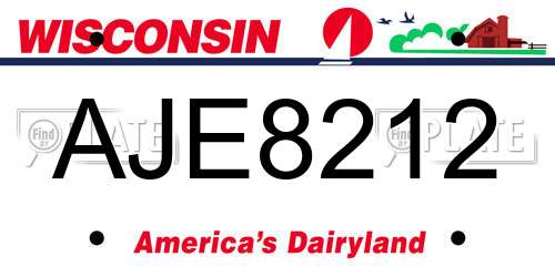 AJE8212 Wisconsin License Plate