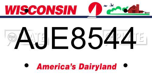 AJE8544 Wisconsin License Plate