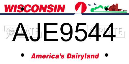 AJE9544 Wisconsin License Plate