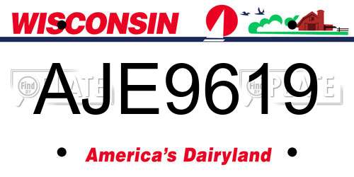 AJE9619 Wisconsin License Plate
