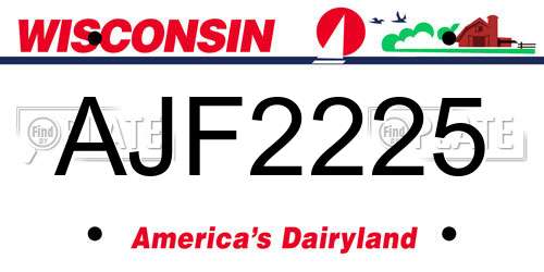 AJF2225 Wisconsin License Plate