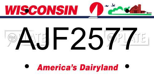 AJF2577 Wisconsin License Plate