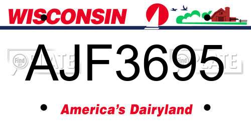 AJF3695 Wisconsin License Plate