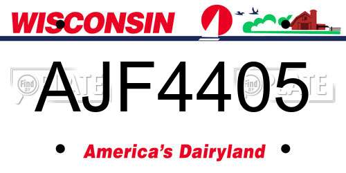 AJF4405 Wisconsin License Plate