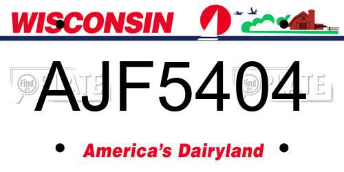 AJF5404 Wisconsin License Plate