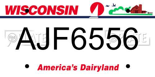 AJF6556 Wisconsin License Plate