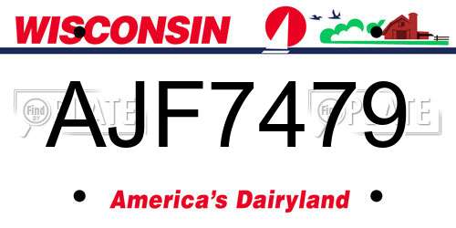 AJF7479 Wisconsin License Plate
