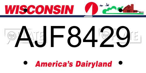 AJF8429 Wisconsin License Plate