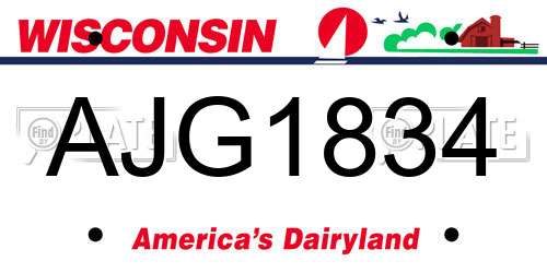 AJG1834 Wisconsin License Plate