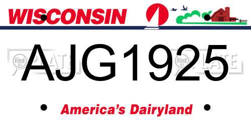 AJG1925 Wisconsin License Plate