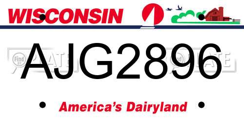 AJG2896 Wisconsin License Plate