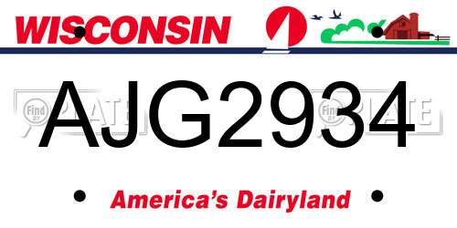 AJG2934 Wisconsin License Plate